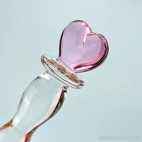 Pink heart glass dildo Glass anal dildo - EdenSeduce