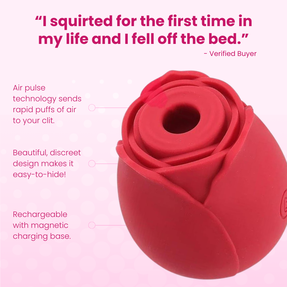 FREE #1 Selling Rose Sex Toy Air Pulse Stimulator in Red - EdenSeduce