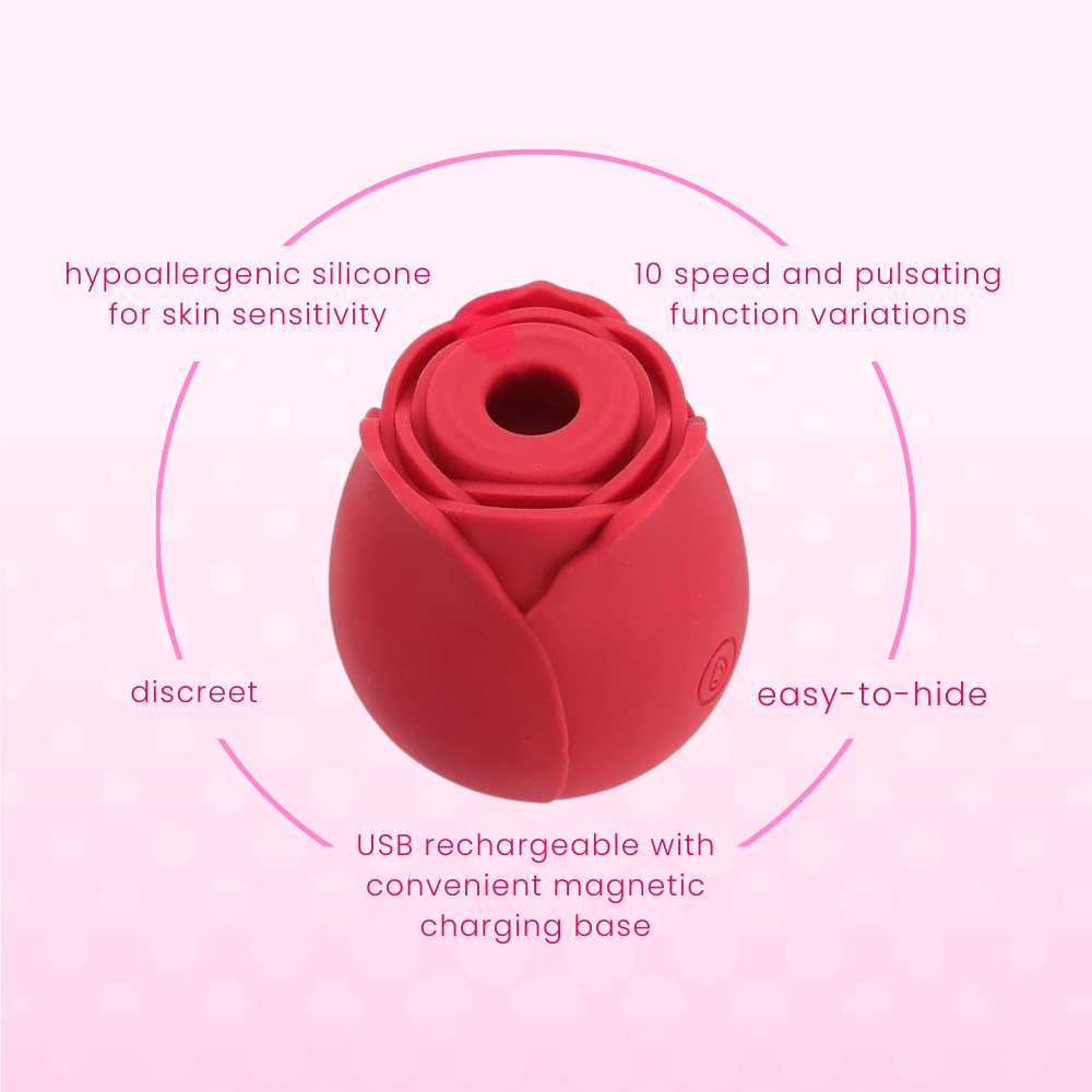 FREE #1 Selling Rose Sex Toy Air Pulse Stimulator in Red - EdenSeduce