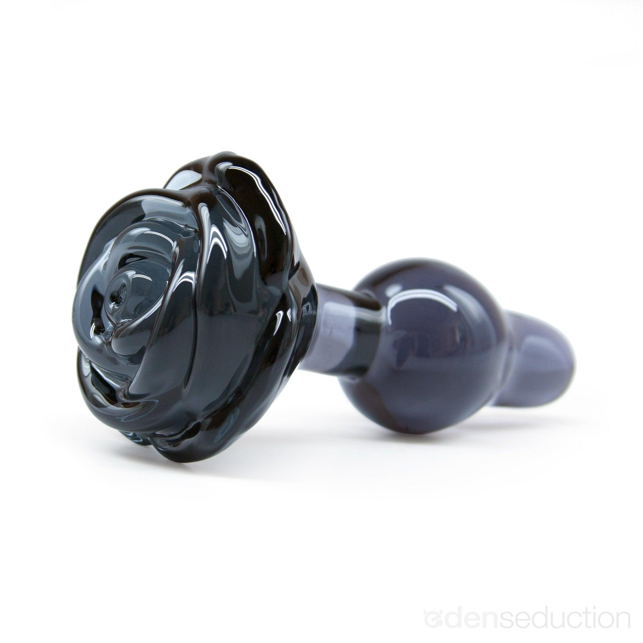 Black rose Glass butt plug - EdenSeduce