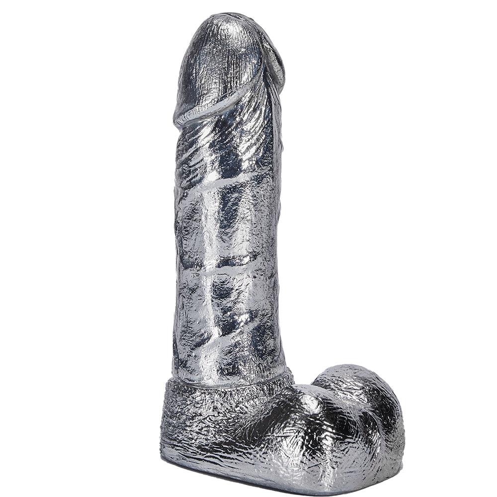 6.8-Inch Alloy Silver Pussy Anus Stimulation Dildo - EdenSeduce