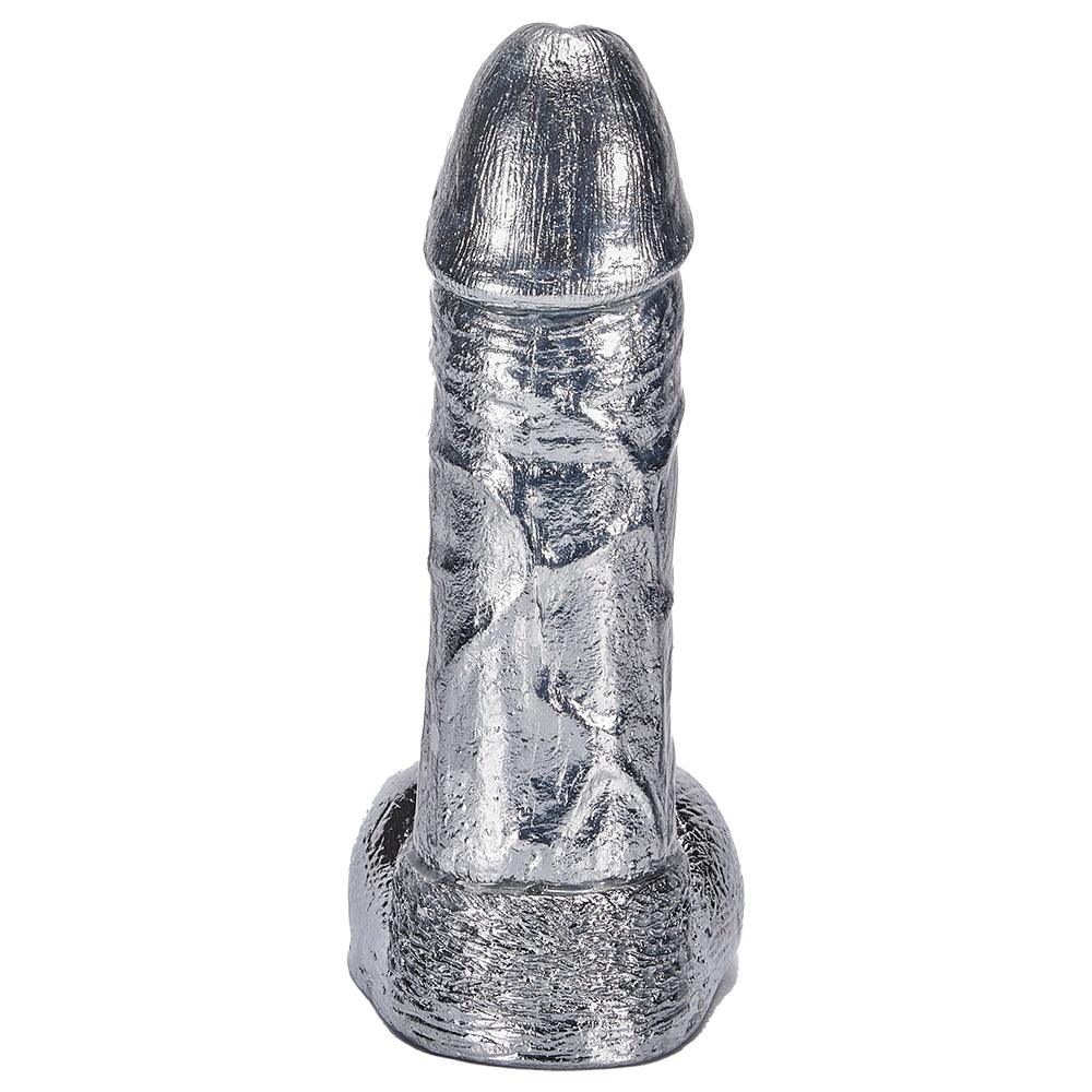 6.8-Inch Alloy Silver Pussy Anus Stimulation Dildo - EdenSeduce