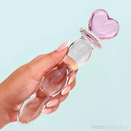 Pink heart glass dildo Glass anal dildo - EdenSeduce