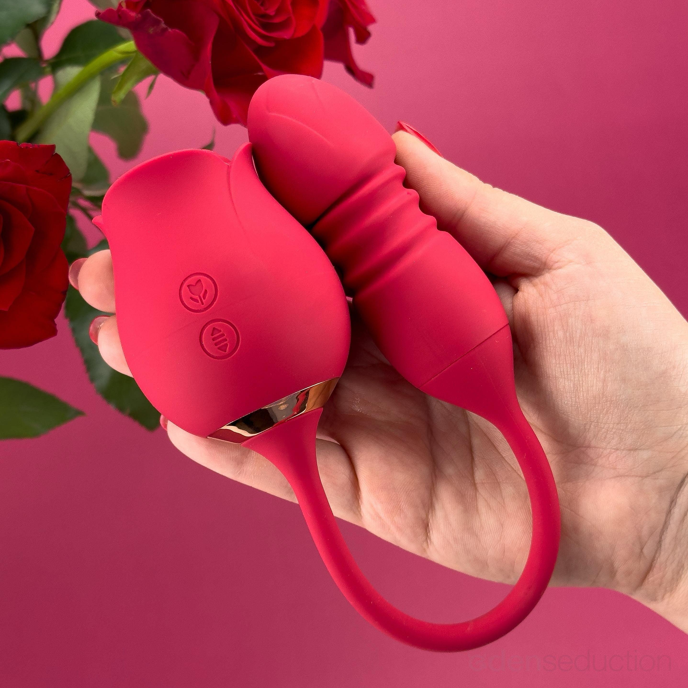 Rosebud thruster Dual rose vibrator - EdenSeduce