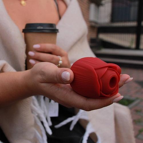 Red Silicone Dual-Action Rose Vibrator - EdenSeduce