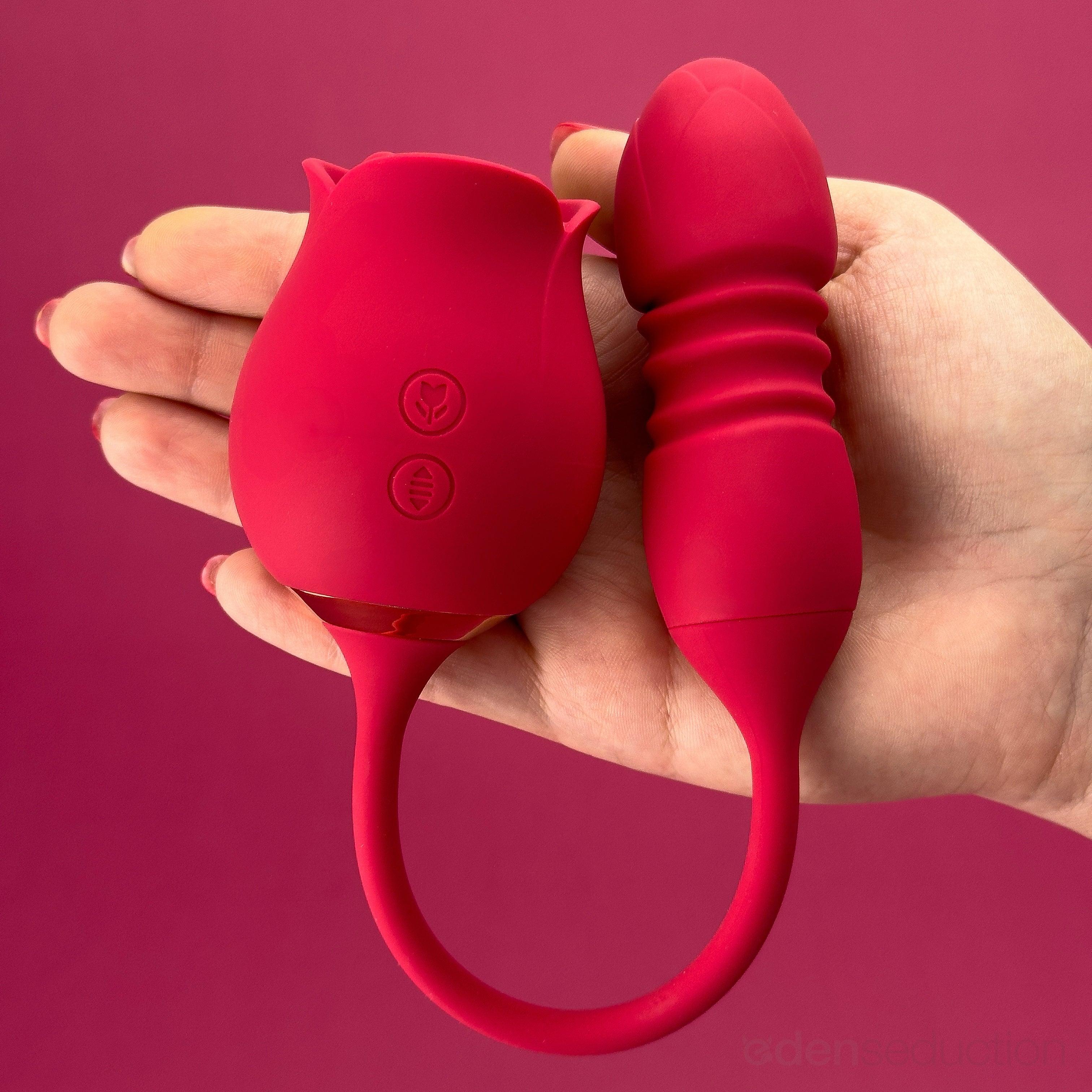 Rosebud thruster Dual rose vibrator - EdenSeduce