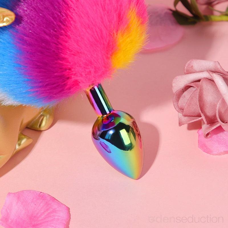 Rainbow bunny tail Tail butt plug - EdenSeduce