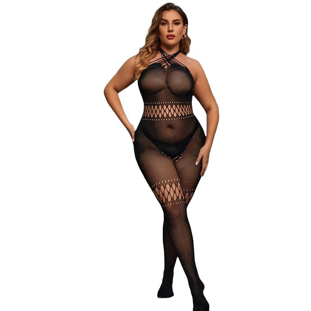 Black Crisscross Bodystocking - One Size and Queen Available - EdenSeduce