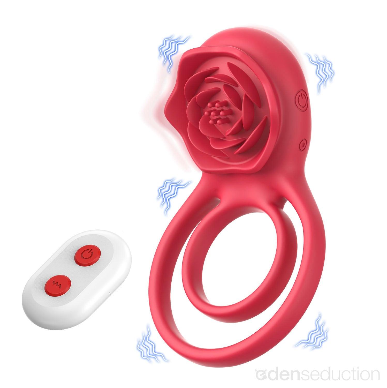 Passion flower Rose vibrating cock ring - EdenSeduce