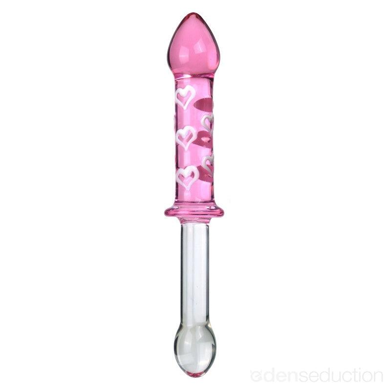 G-spot cherry swirl Double ended glass dildo - EdenSeduce