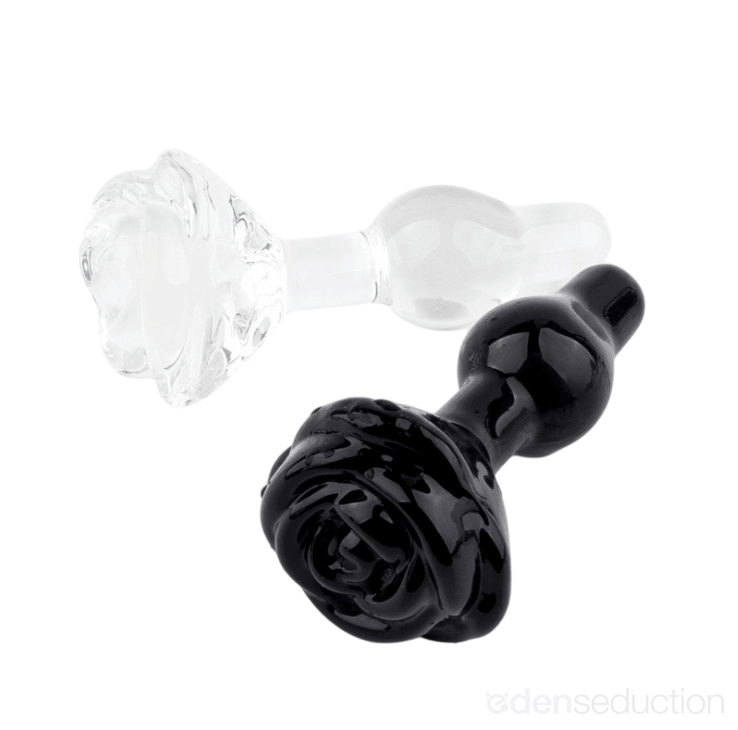 Black rose Glass butt plug - EdenSeduce