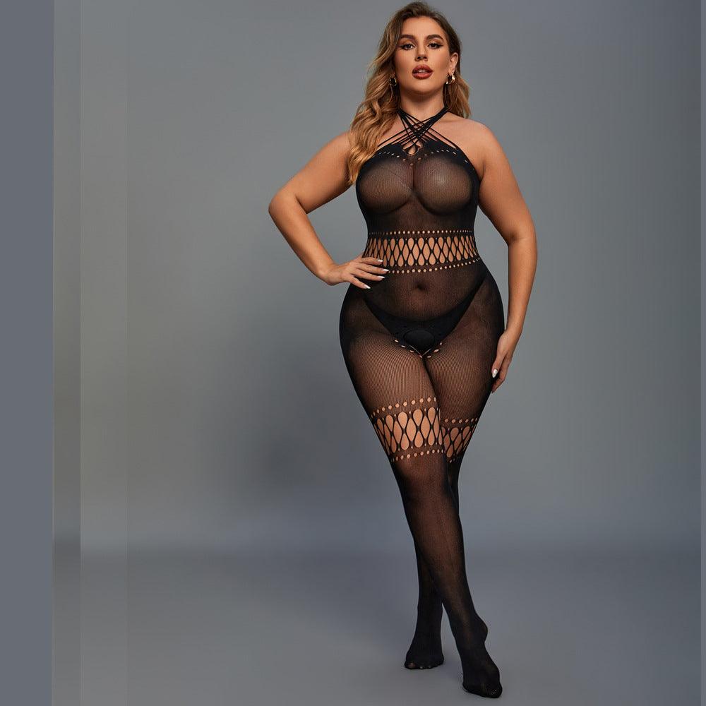 Black Crisscross Bodystocking - One Size and Queen Available - EdenSeduce