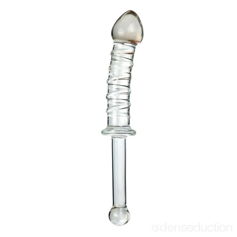 G-spot cherry swirl Double ended glass dildo - EdenSeduce