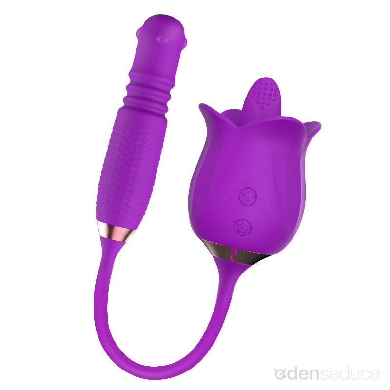 Dual Rose Vibrator – 10 Modes of Licking & Thrusting for Ultimate Pleasure