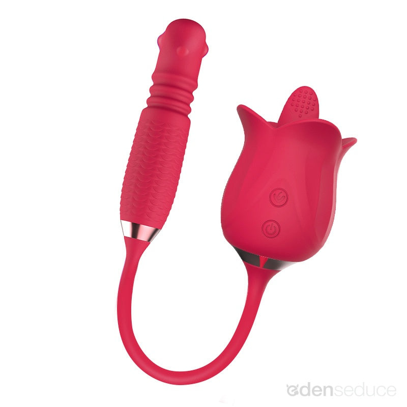 Dual Rose Vibrator – 10 Modes of Licking & Thrusting for Ultimate Pleasure