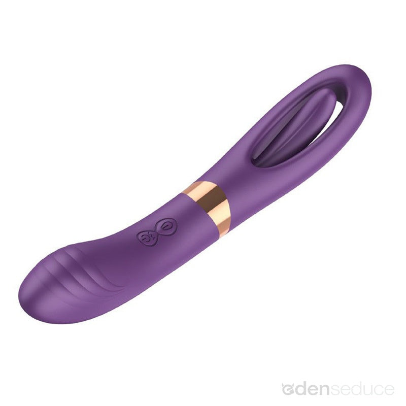 Tongue Tapper Fingering Dual-Ended G-Spot Vibrator - Two Sides for Doubled Pleasure! - EdenSeduce