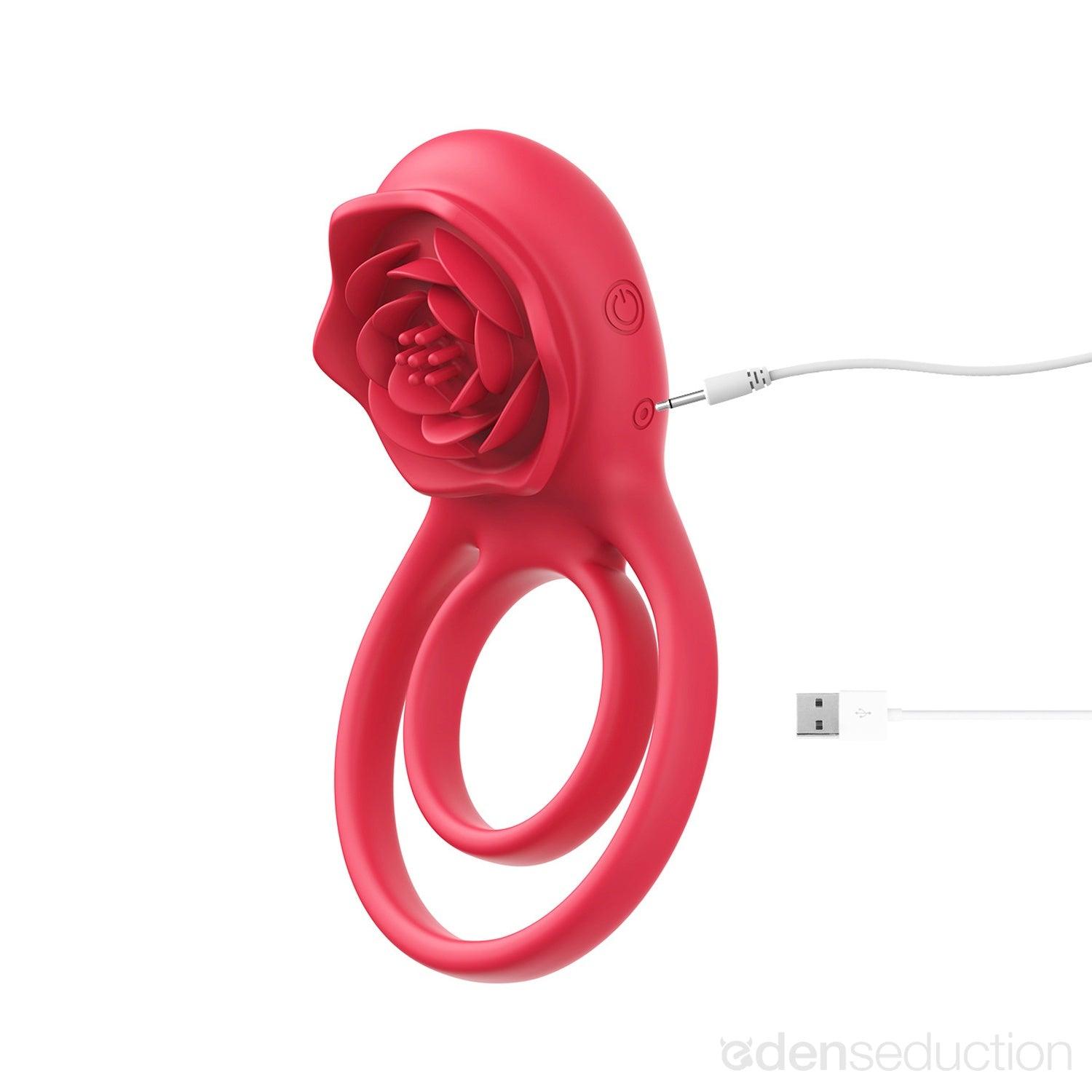 Passion flower Rose vibrating cock ring - EdenSeduce