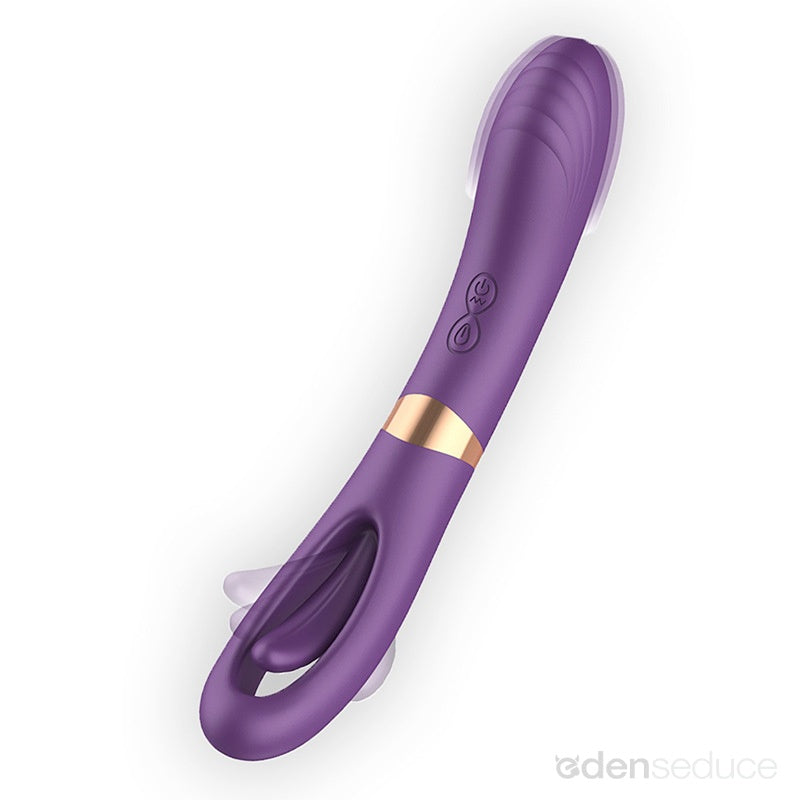 Tongue Tapper Fingering Dual-Ended G-Spot Vibrator - Two Sides for Doubled Pleasure! - EdenSeduce