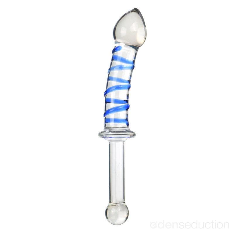 G-spot cherry swirl Double ended glass dildo - EdenSeduce