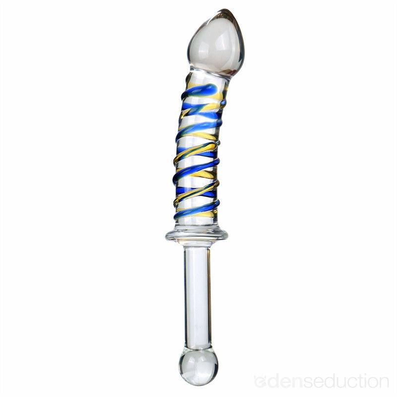 G-spot cherry swirl Double ended glass dildo - EdenSeduce