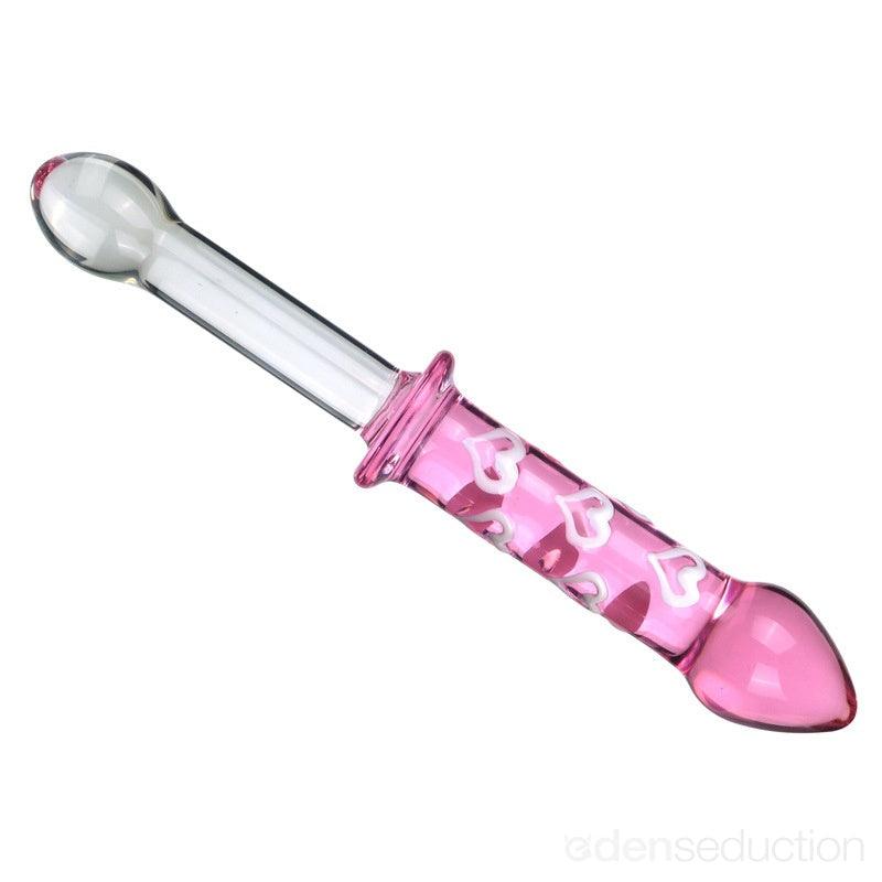 G-spot cherry swirl Double ended glass dildo - EdenSeduce