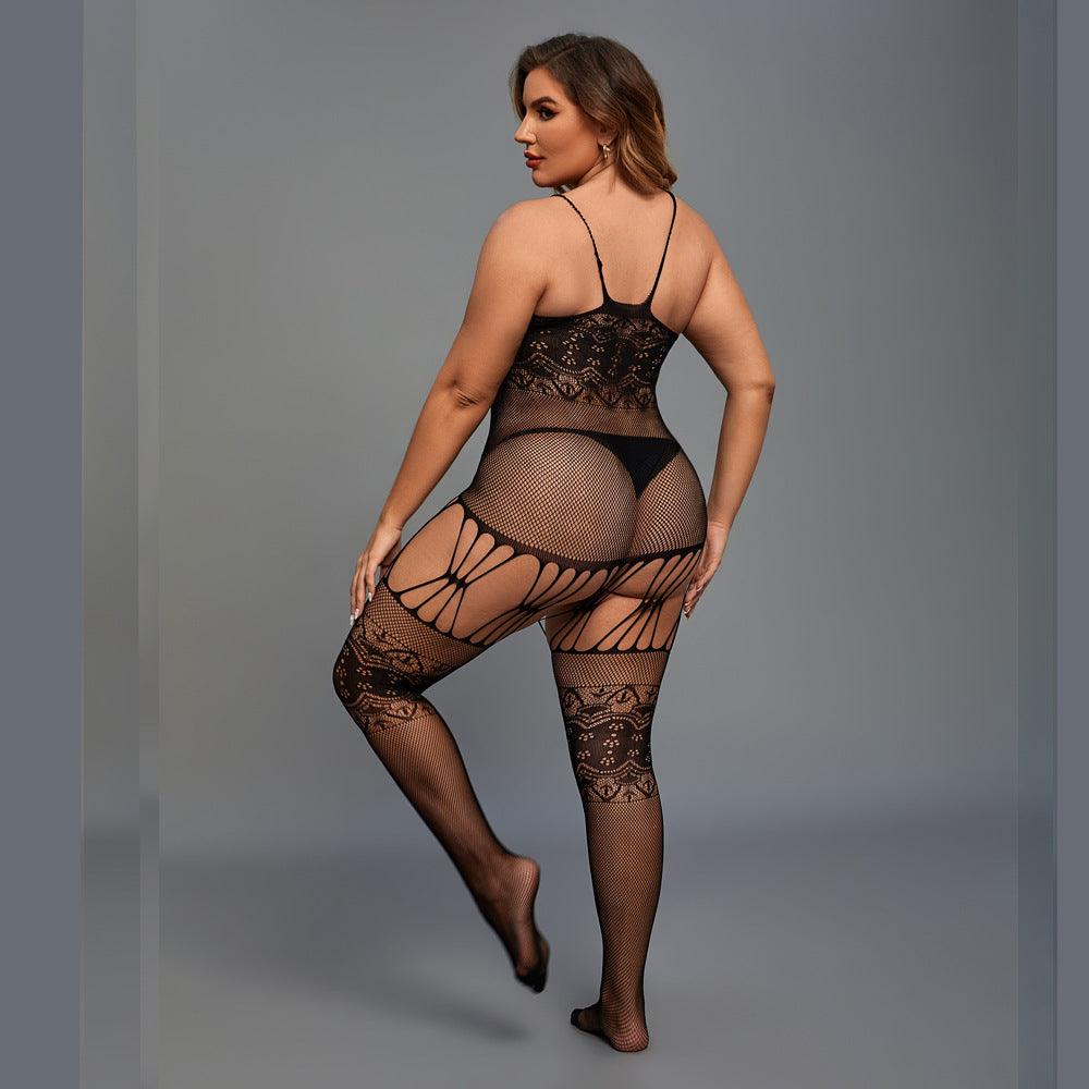 Black Crisscross Bodystocking - One Size and Queen Available - EdenSeduce