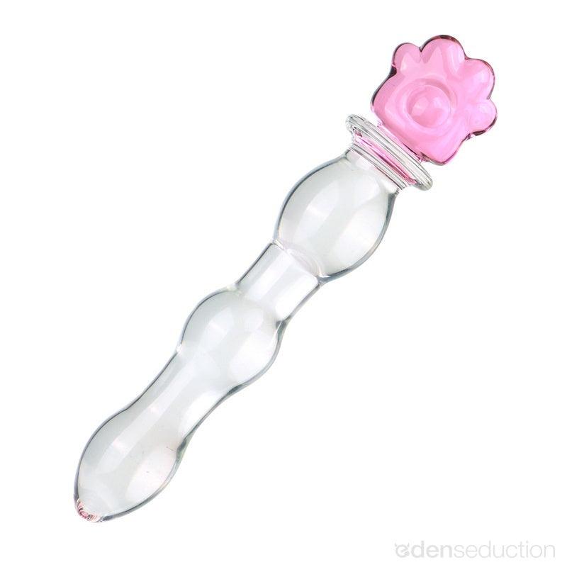 Pink heart glass dildo Glass anal dildo - EdenSeduce