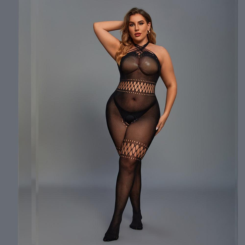 Black Crisscross Bodystocking - One Size and Queen Available - EdenSeduce