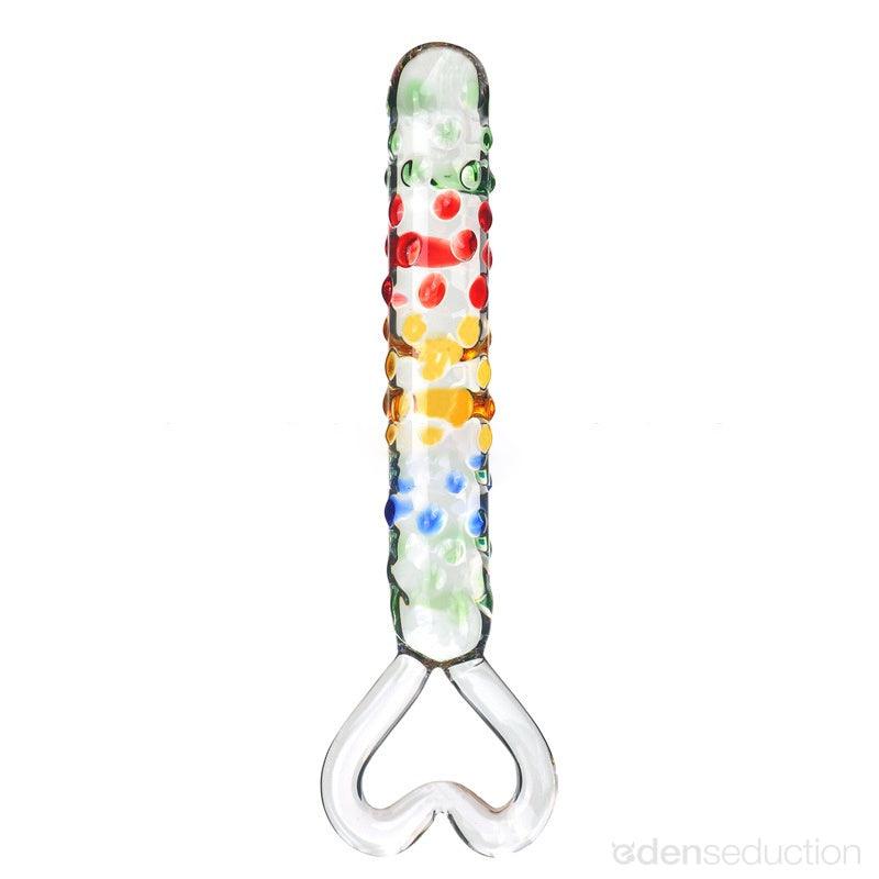 Rainbow heart Glass dildo - EdenSeduce