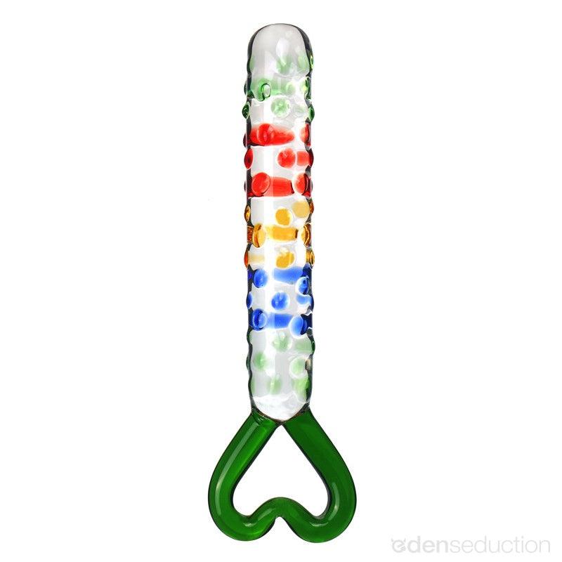 Rainbow heart Glass dildo - EdenSeduce