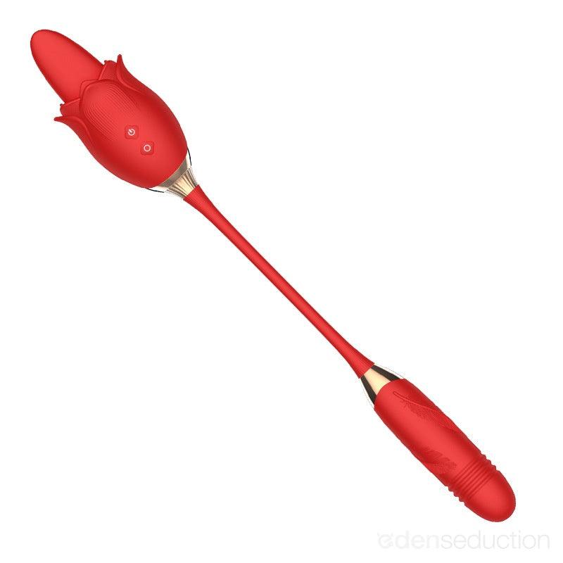 360° Rotating Rose Vibrator with Clit Teasing Tongue - EdenSeduce