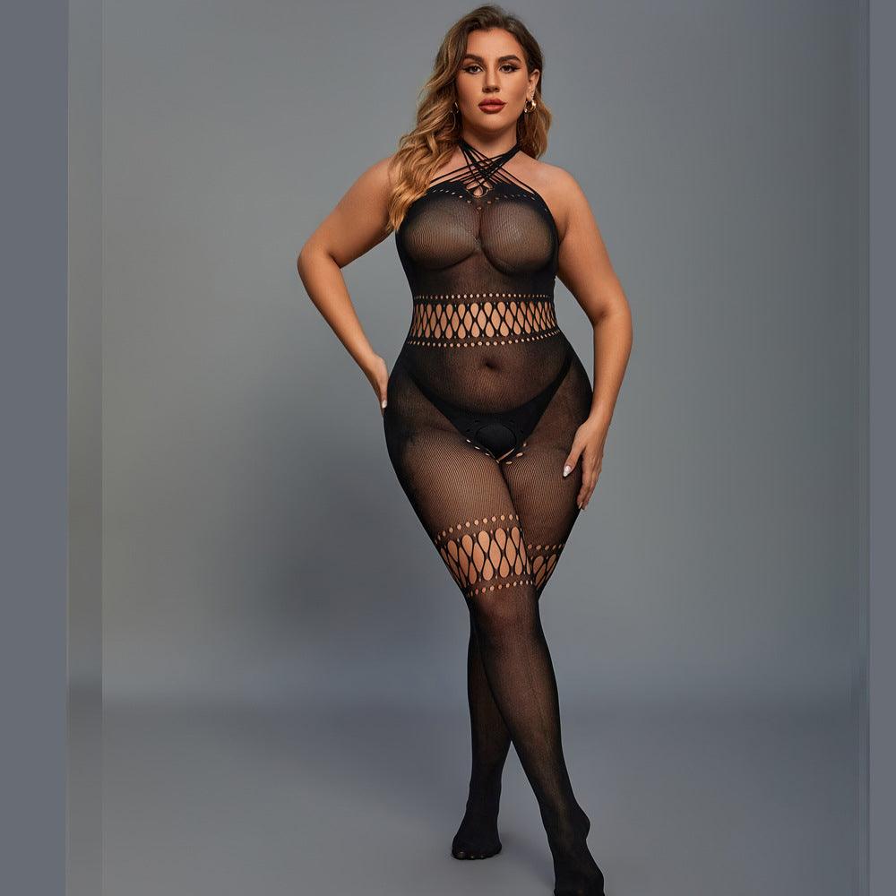 Black Crisscross Bodystocking - One Size and Queen Available - EdenSeduce