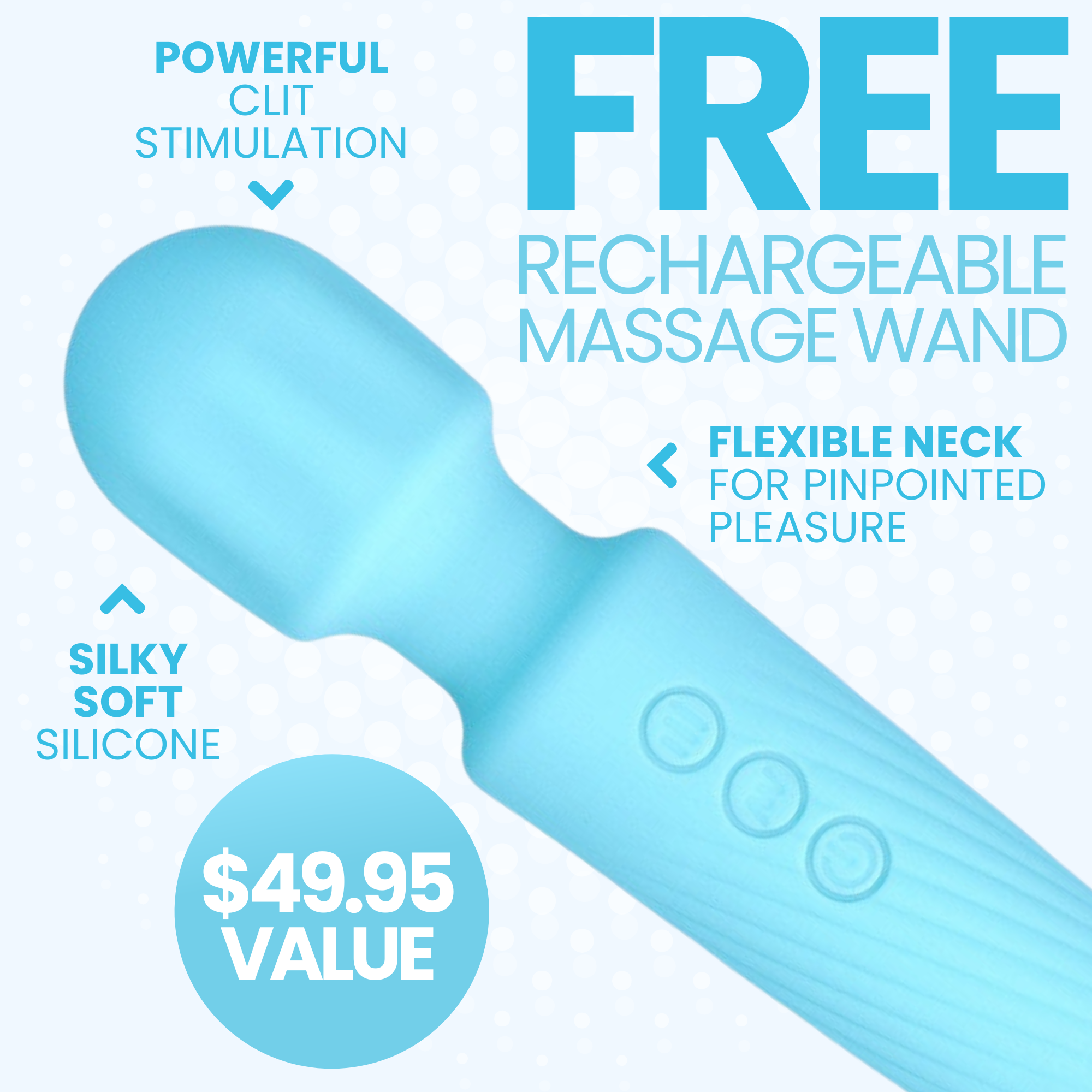 FREE High-Power Silicone Wand Vibrator in Blue (Intense Vibrations!) - EdenSeduce