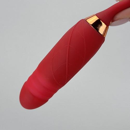 Red Silicone Dual-Action Rose Vibrator - EdenSeduce