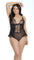 Black Lace & Mesh Crotchless Teddy - EdenSeduce