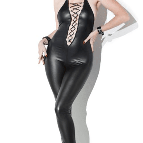 Black Lace Up Jumpsuit - EdenSeduce