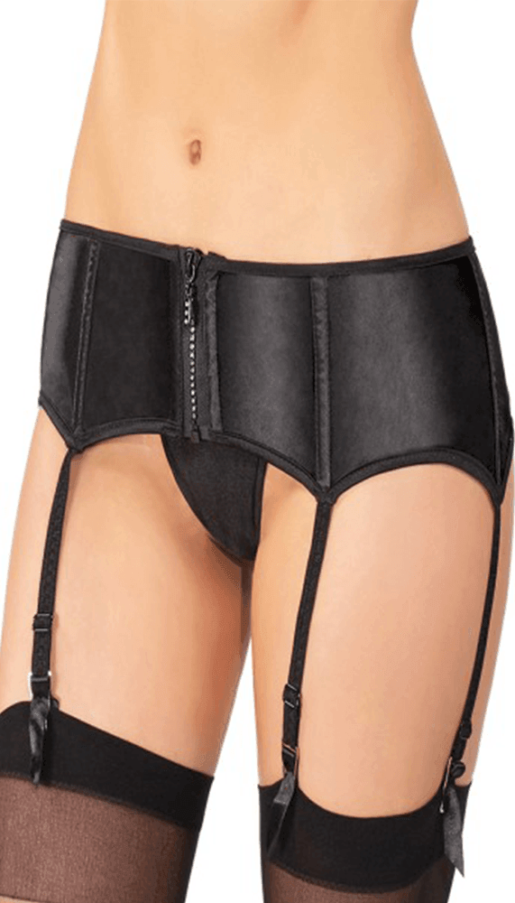 Black Satin Garter Belt - EdenSeduce