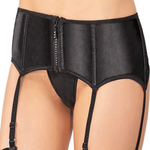 Black Satin Garter Belt - EdenSeduce