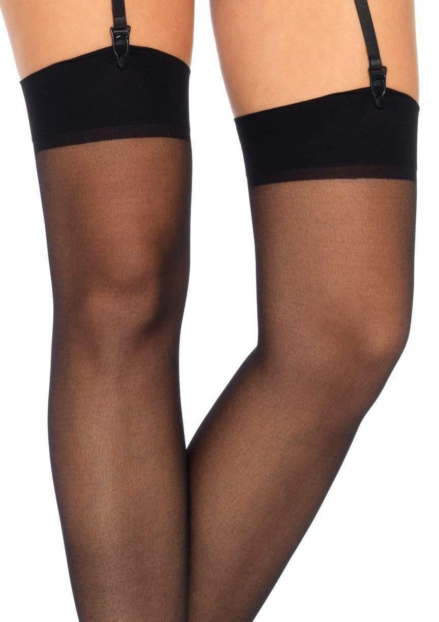 Black Sheer Thigh High Stockings - One Size and Queen Available - EdenSeduce