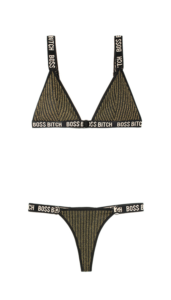 BO$$ Bitch Bralette & Thong Panty Set - EdenSeduce