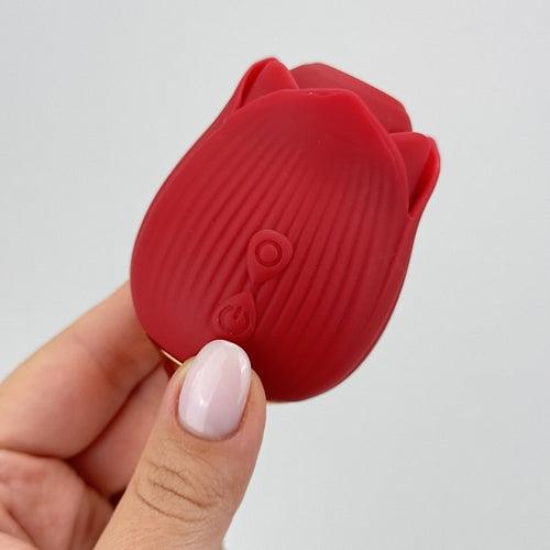 Red Silicone Dual-Action Rose Vibrator - EdenSeduce