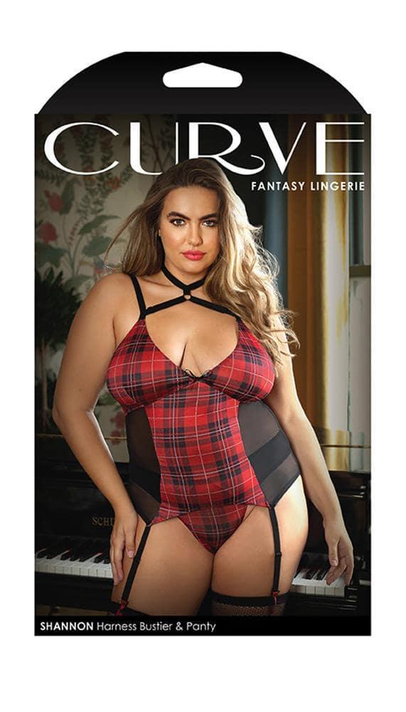 Plaid Adjustable Harness Bustier & Panty - EdenSeduce