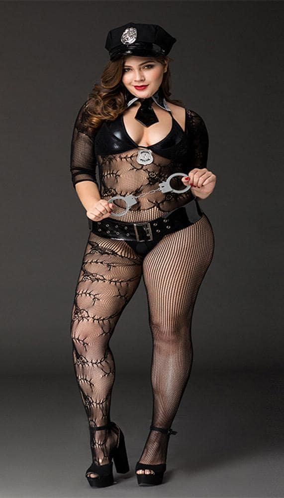 Sexy and Cuffed - Bodystocking Police Costume - EdenSeduce