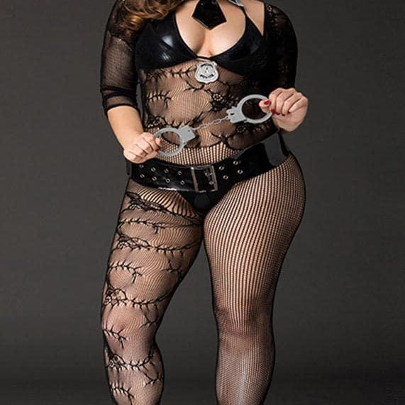 Sexy and Cuffed - Bodystocking Police Costume - EdenSeduce